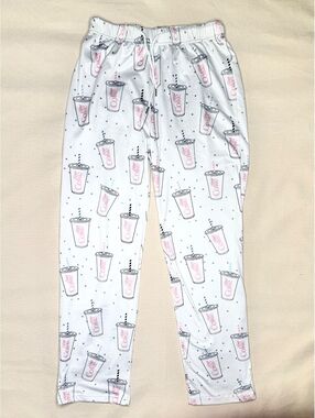The Paisley Box Diet Coke Pajama Pants Size S White Pink Lounge Sleepwear